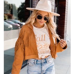 Tan Brown Fringe Jacket Large